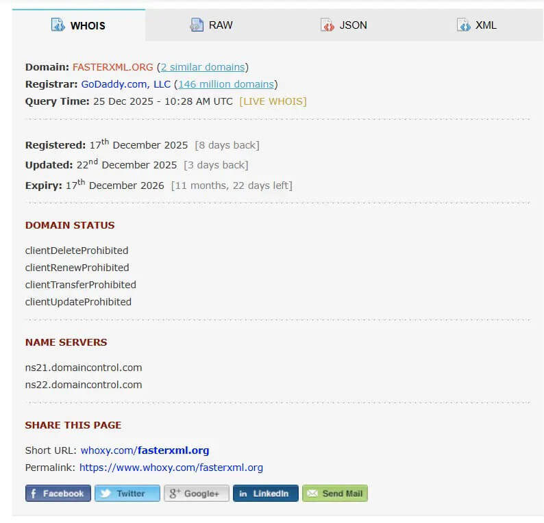 WHOIS记录（来源：Aikido）